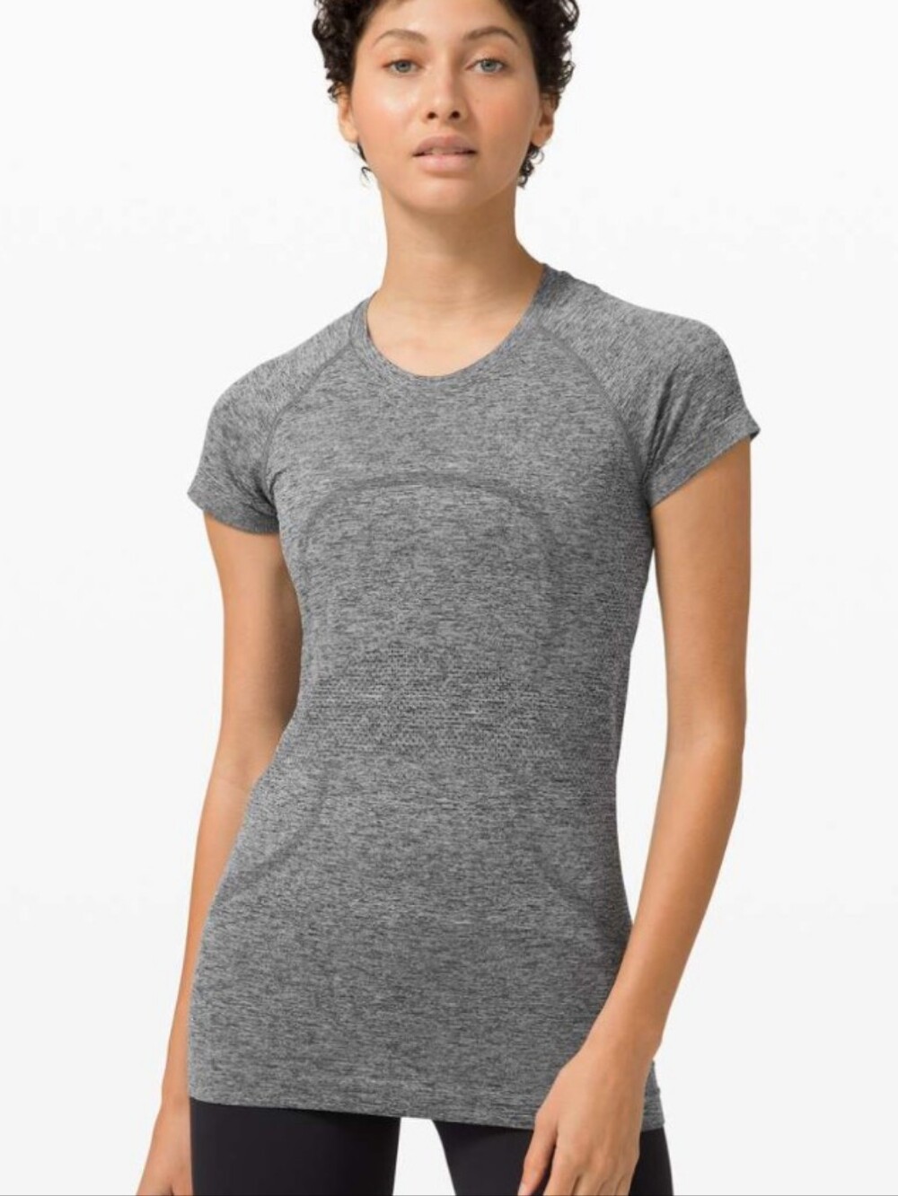 Lululemon Swiftly Tech Short Sleeve Crew Heathered Black size 4